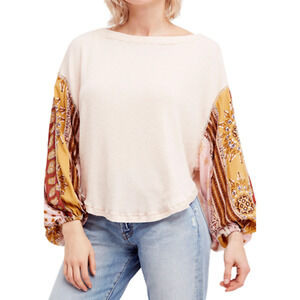 FREE PEOPLE We the Free Blossom Balloon Sleeve Thermal Top